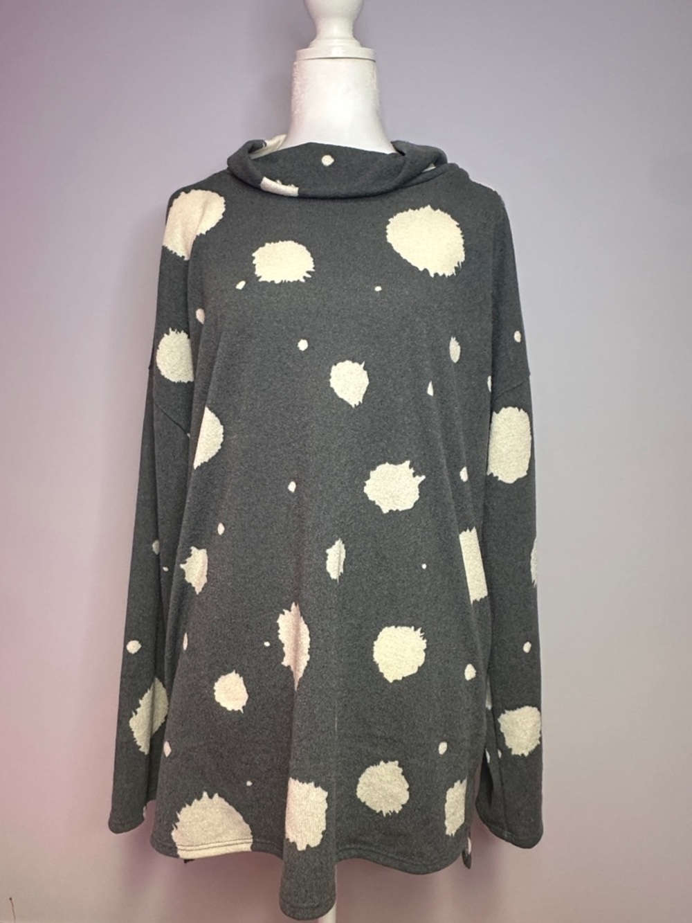 Polka Dot Women's Sweater - Black and White